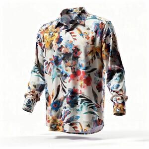 Robert Graham ARETES Watercolor Floral Men’s Long Sleeve Shirt Medium NWT